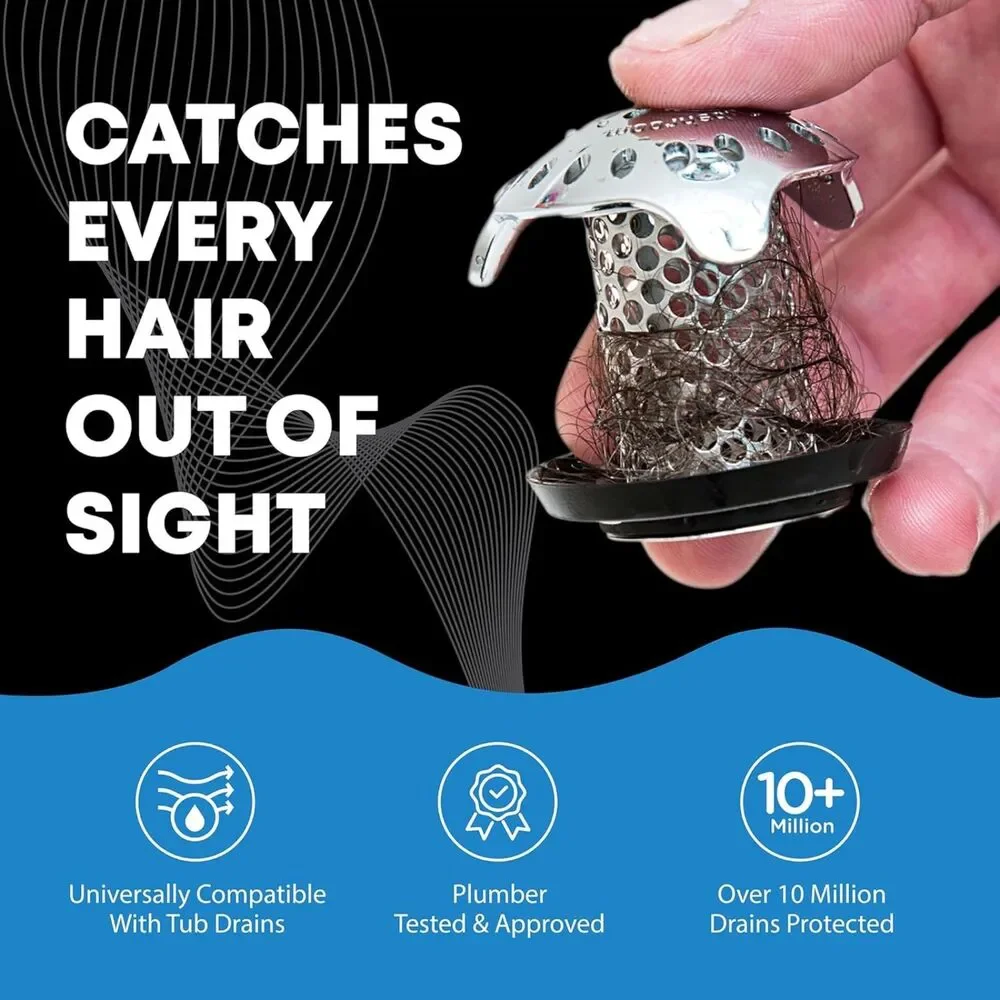 TubShroom Ultra Stainless Steel Hair Catcher Drain Protector with Stopper